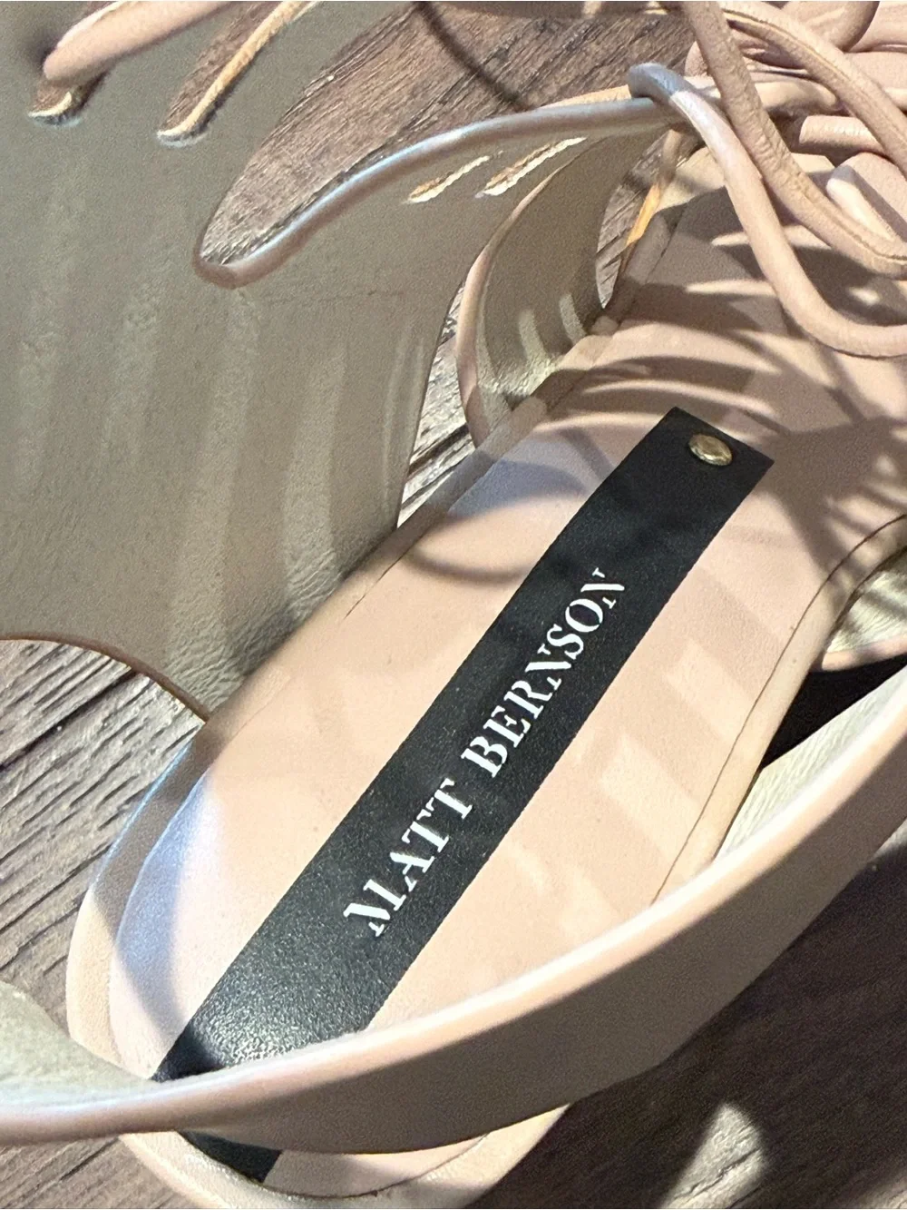 NIB Matt Bernson Blush Leather Strappy Lace-Up Open Toe Block Heel Sandals 9